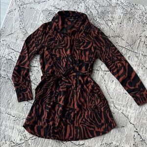 Brave Soul Black and Brown Long Sleeve Dress